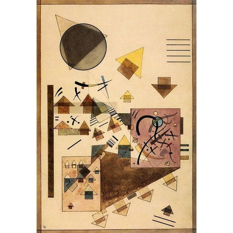 Brown Noise 1924 Black Modern Wood Framed Art Print with Double Matting by Kandinsky, Wassily