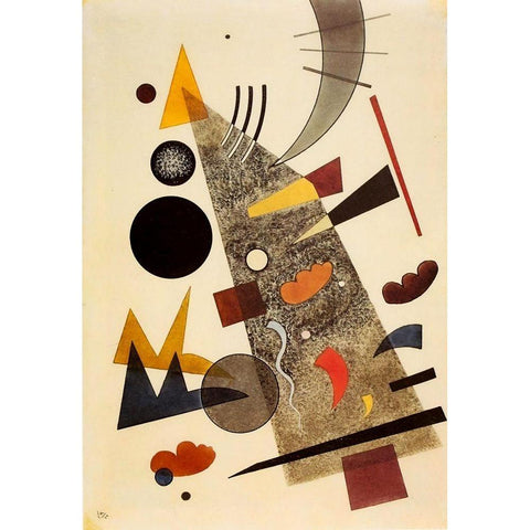 Grey 1924 White Modern Wood Framed Art Print by Kandinsky, Wassily