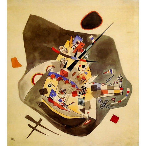 Grey spot 1922 Black Modern Wood Framed Art Print with Double Matting by Kandinsky, Wassily