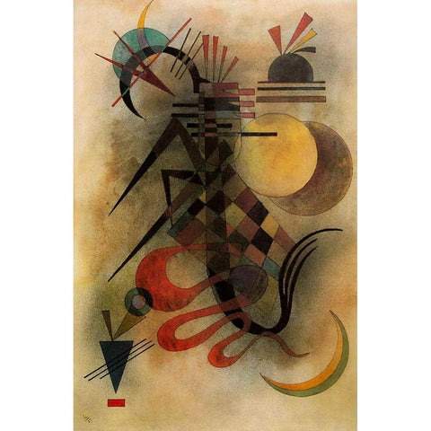 Hard but Soft 1927 Black Modern Wood Framed Art Print with Double Matting by Kandinsky, Wassily