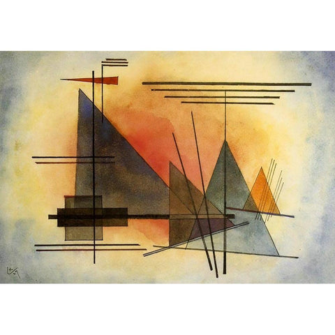 Heating up 1927 Black Modern Wood Framed Art Print with Double Matting by Kandinsky, Wassily