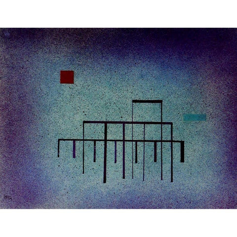 Horizontal Blue 1929 White Modern Wood Framed Art Print by Kandinsky, Wassily