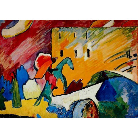 Improvisation no.3 1909 White Modern Wood Framed Art Print by Kandinsky, Wassily