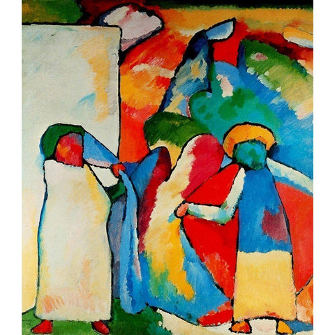 Improvisation no.6 African 1909 White Modern Wood Framed Art Print by Kandinsky, Wassily