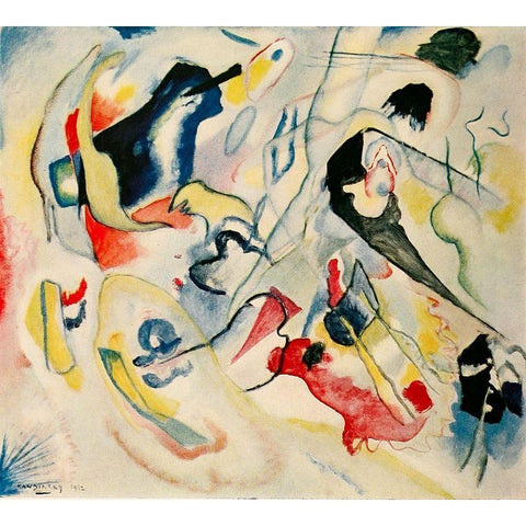 Improvisation no.29 Swan 1912 Black Modern Wood Framed Art Print with Double Matting by Kandinsky, Wassily