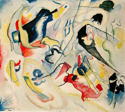 Improvisation no.29 Swan 1912 White Modern Wood Framed Art Print with Double Matting by Kandinsky, Wassily