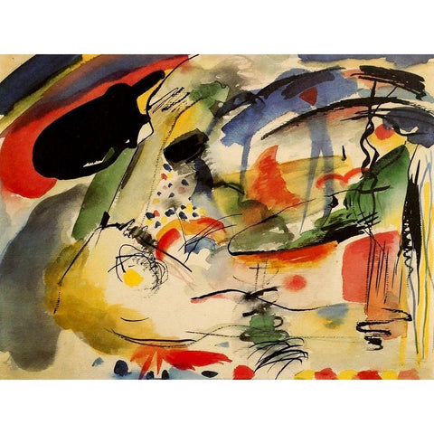 Improvisation no.33 1913 Gold Ornate Wood Framed Art Print with Double Matting by Kandinsky, Wassily