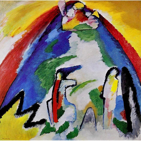 Mountain 1909 White Modern Wood Framed Art Print by Kandinsky, Wassily