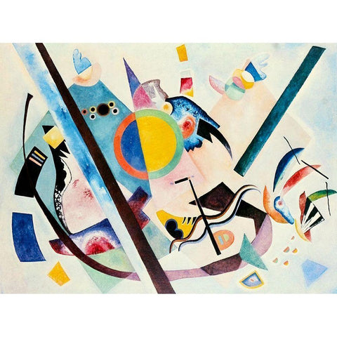 Multi-coloured Circle 1921 White Modern Wood Framed Art Print by Kandinsky, Wassily