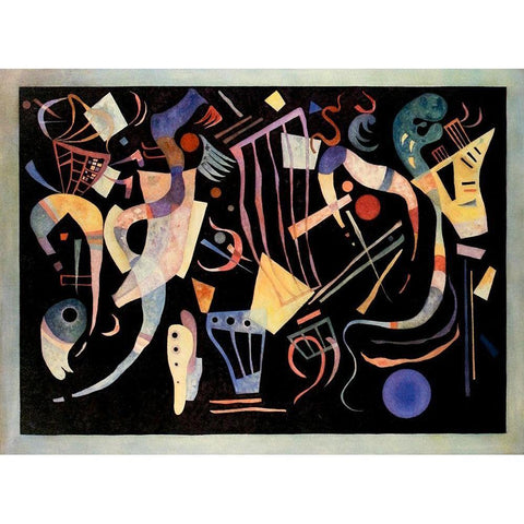 Multiple Forms 1936 Gold Ornate Wood Framed Art Print with Double Matting by Kandinsky, Wassily