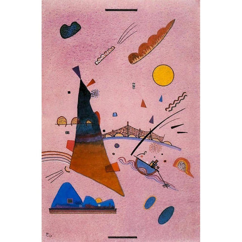 On Violet 1924 Black Modern Wood Framed Art Print with Double Matting by Kandinsky, Wassily