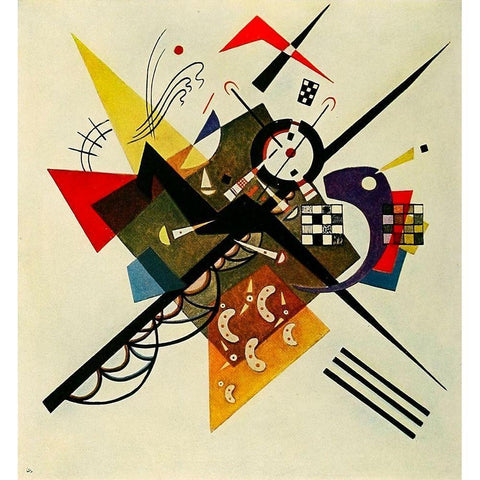 On White-no.253 1923 Gold Ornate Wood Framed Art Print with Double Matting by Kandinsky, Wassily