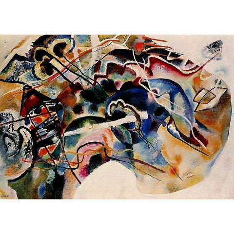 Painting with White Border 1913 White Modern Wood Framed Art Print by Kandinsky, Wassily