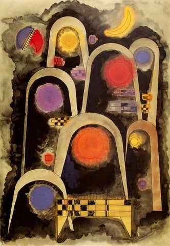 Reaching Upwards 1931 Black Ornate Wood Framed Art Print with Double Matting by Kandinsky, Wassily