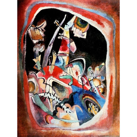 Red border 1919 White Modern Wood Framed Art Print by Kandinsky, Wassily