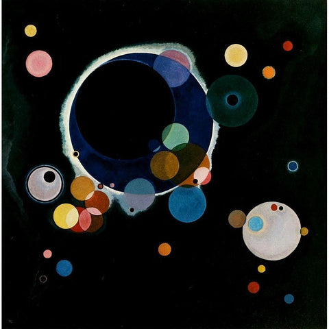 Several Circles 1926 Black Modern Wood Framed Art Print with Double Matting by Kandinsky, Wassily