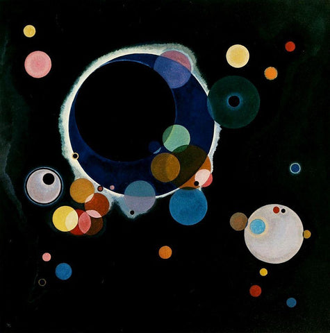 Several Circles 1926 Black Ornate Wood Framed Art Print with Double Matting by Kandinsky, Wassily