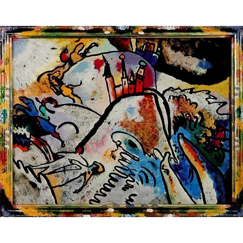 Small Pleasures 1911 Gold Ornate Wood Framed Art Print with Double Matting by Kandinsky, Wassily