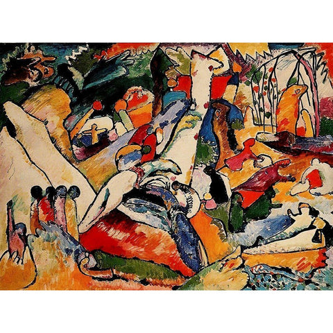 Study for Composition II 1909-10 White Modern Wood Framed Art Print by Kandinsky, Wassily