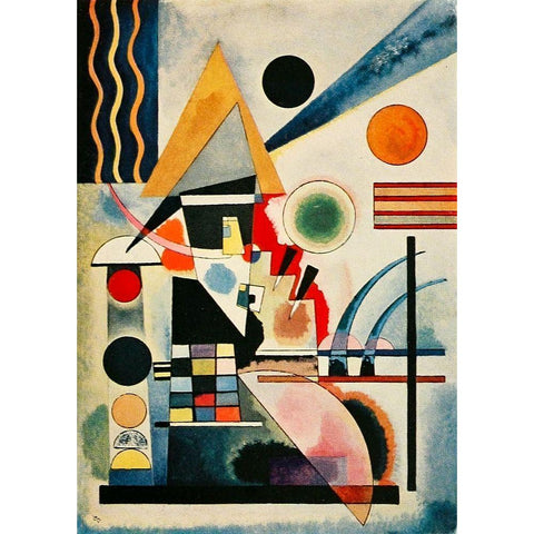 Swinging-no.291 1925 Gold Ornate Wood Framed Art Print with Double Matting by Kandinsky, Wassily