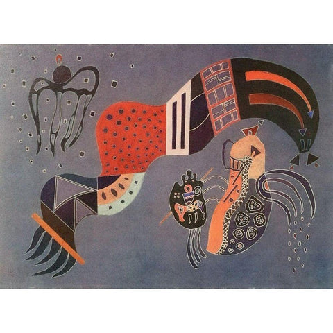 Tempered Elan 1944 Black Modern Wood Framed Art Print with Double Matting by Kandinsky, Wassily