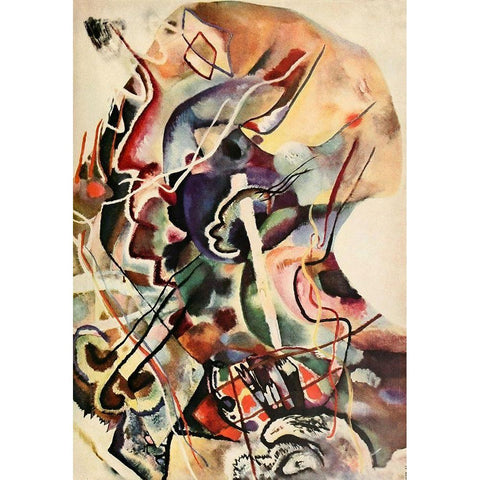 The White Edge Gold Ornate Wood Framed Art Print with Double Matting by Kandinsky, Wassily