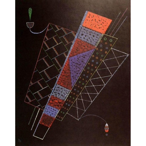 Two Figures 1939 Black Modern Wood Framed Art Print with Double Matting by Kandinsky, Wassily