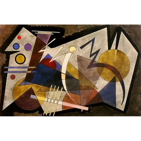 Two Zigzags 1925 Black Modern Wood Framed Art Print with Double Matting by Kandinsky, Wassily