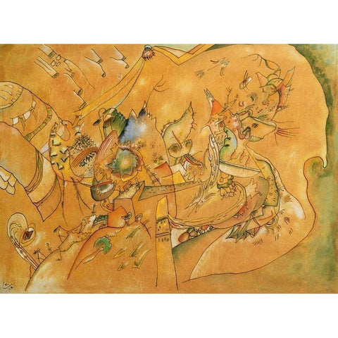 Untitled 2.1 1918 Gold Ornate Wood Framed Art Print with Double Matting by Kandinsky, Wassily