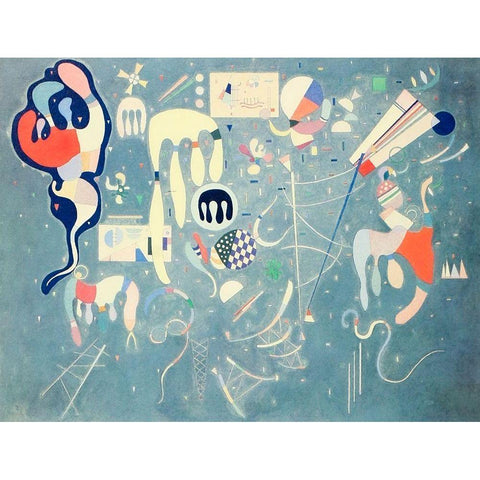 Various Actions 1941 White Modern Wood Framed Art Print by Kandinsky, Wassily