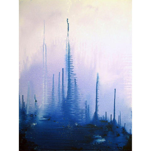 Blue Winter Black Modern Wood Framed Art Print with Double Matting by Clement, Diane