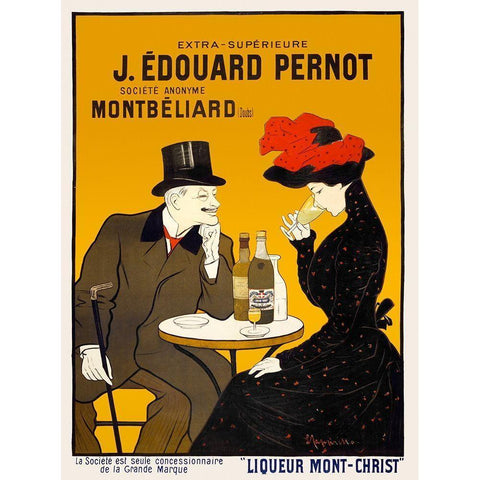 Man and woman at a cafe Black Modern Wood Framed Art Print by Cappiello, Leonetto