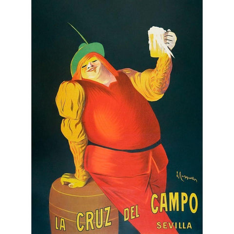 La Cruz del Campo beers Gold Ornate Wood Framed Art Print with Double Matting by Cappiello, Leonetto