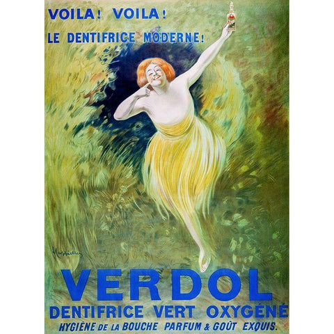 Verdol-oxygenated green toothpaste Gold Ornate Wood Framed Art Print with Double Matting by Cappiello, Leonetto