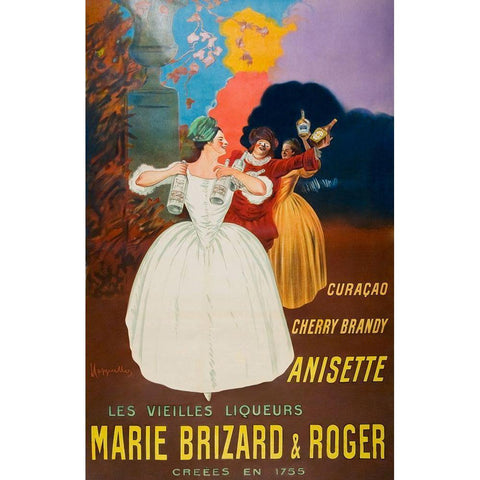 The old liqueurs Marie Brizard and Roger Gold Ornate Wood Framed Art Print with Double Matting by Cappiello, Leonetto