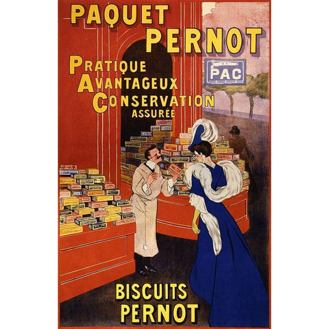 Paquet Pernot Biscuits Pernot Gold Ornate Wood Framed Art Print with Double Matting by Cappiello, Leonetto