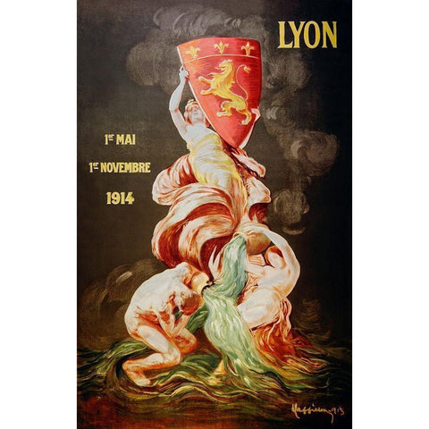 Lyon international exhibition Black Modern Wood Framed Art Print with Double Matting by Cappiello, Leonetto