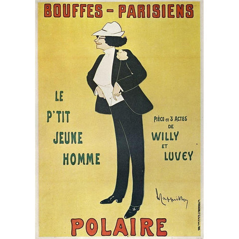 Bouffes-Parisiens Polaire 1910 Black Modern Wood Framed Art Print with Double Matting by Cappiello, Leonetto