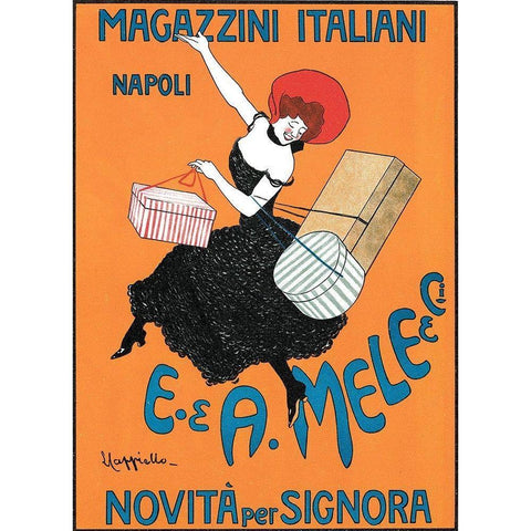 Magazzini Italiani Napoli 1904 Black Modern Wood Framed Art Print with Double Matting by Cappiello, Leonetto