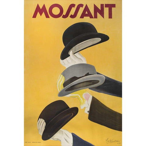 Mossant hats White Modern Wood Framed Art Print by Cappiello, Leonetto