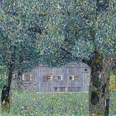 Farmhouse in Upper Austria Gold Ornate Wood Framed Art Print with Double Matting by Klimt, Gustav