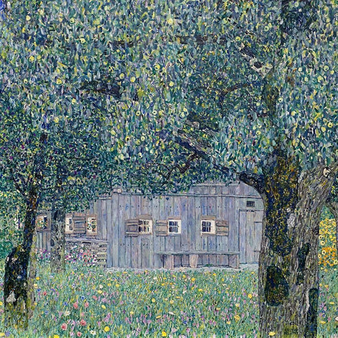 Farmhouse in Upper Austria White Modern Wood Framed Art Print with Double Matting by Klimt, Gustav