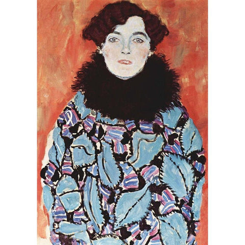 Portrait of Johanna Staude Black Modern Wood Framed Art Print with Double Matting by Klimt, Gustav