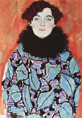 Portrait of Johanna Staude White Modern Wood Framed Art Print with Double Matting by Klimt, Gustav