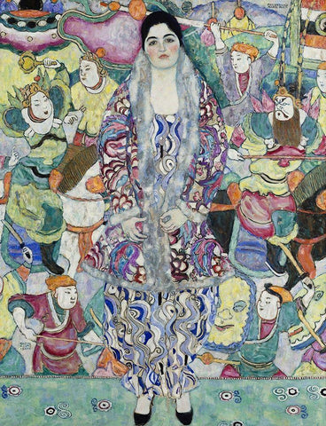 Portrait of Friederike Maria Beer White Modern Wood Framed Art Print with Double Matting by Klimt, Gustav