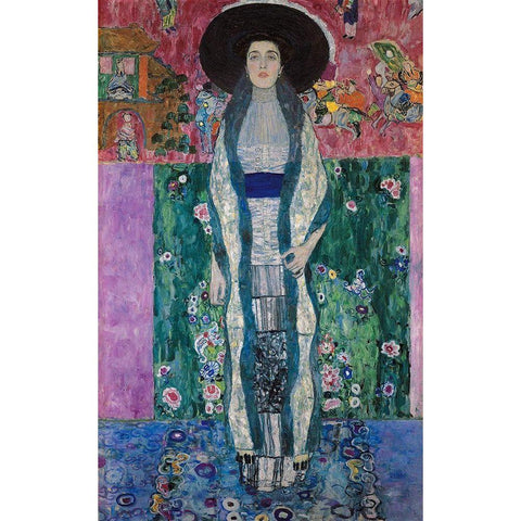 Portrait of Adele Bloch-Bauer Gold Ornate Wood Framed Art Print with Double Matting by Klimt, Gustav