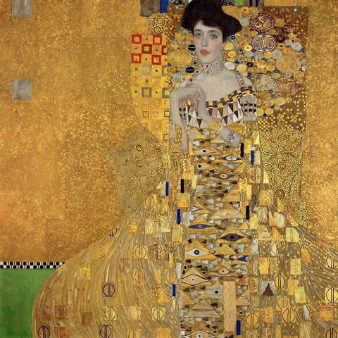 Portrait of Adele Bloch-Bauer I Black Ornate Wood Framed Art Print with Double Matting by Klimt, Gustav