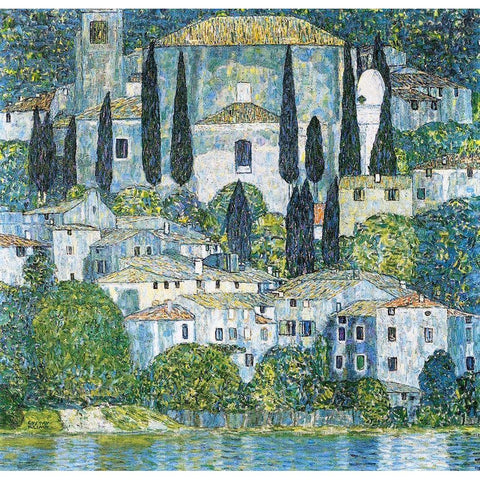 Kirche in Cassone Gold Ornate Wood Framed Art Print with Double Matting by Klimt, Gustav