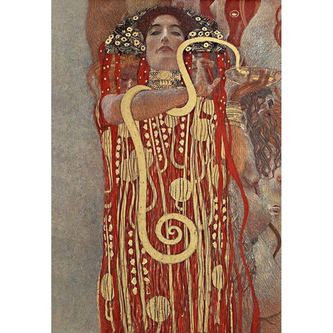 Hygieia Black Modern Wood Framed Art Print with Double Matting by Klimt, Gustav