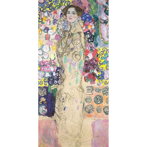 Portrait of Maria Munk Gold Ornate Wood Framed Art Print with Double Matting by Klimt, Gustav